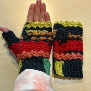 Handmade fingerless mittens